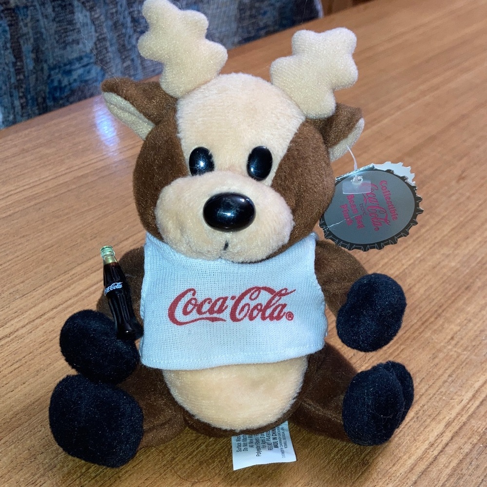 VINTAGE 1997 Coca-Cola Brown and Cream Reindeer Plush